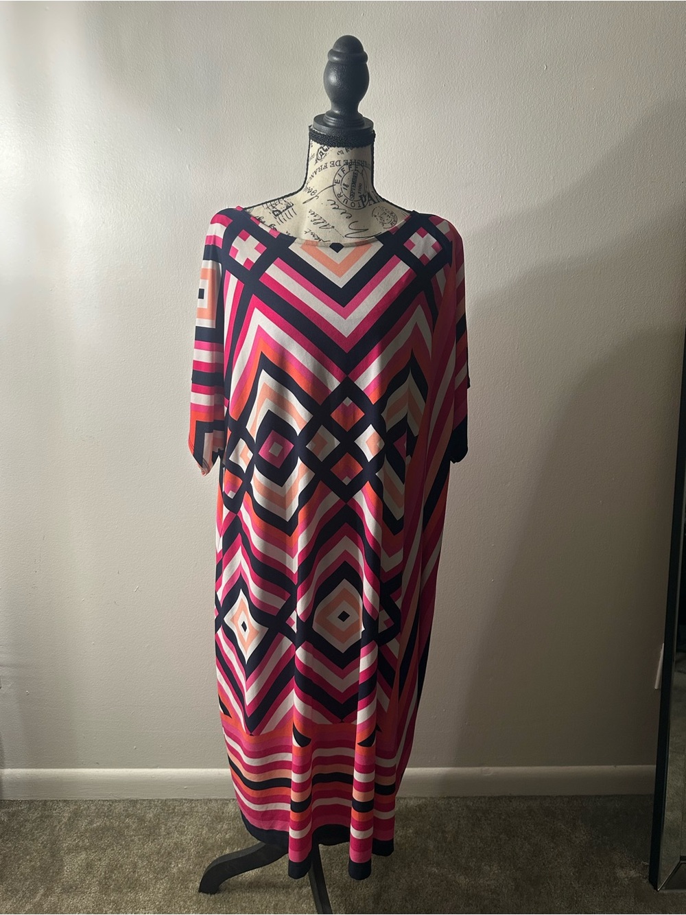 Studio One Pink Multi Geometric Midi Dress